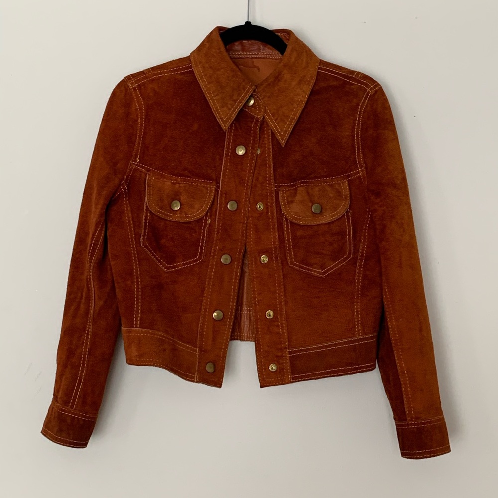 VINTAGE Reversible Suede Snap Crop Leather Jacket